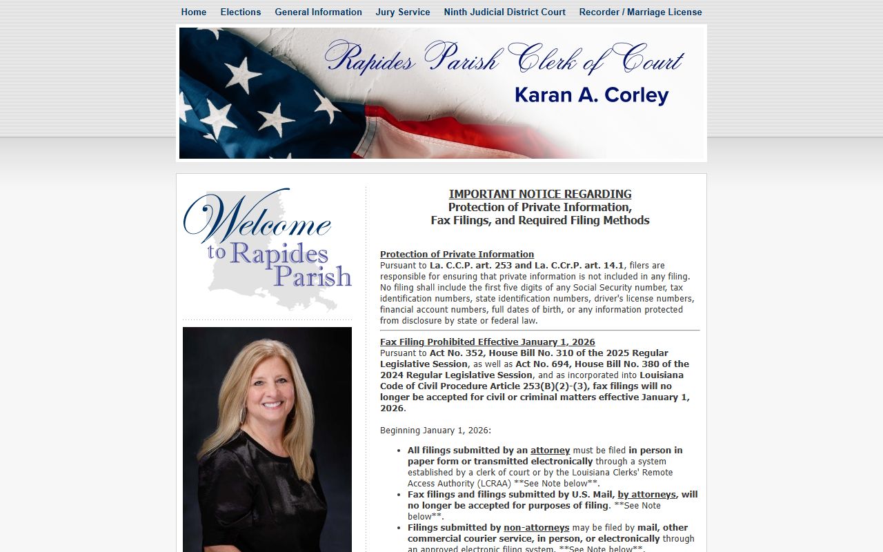 Rapides Parish Clerk of Court official website for Alexandria marriage records