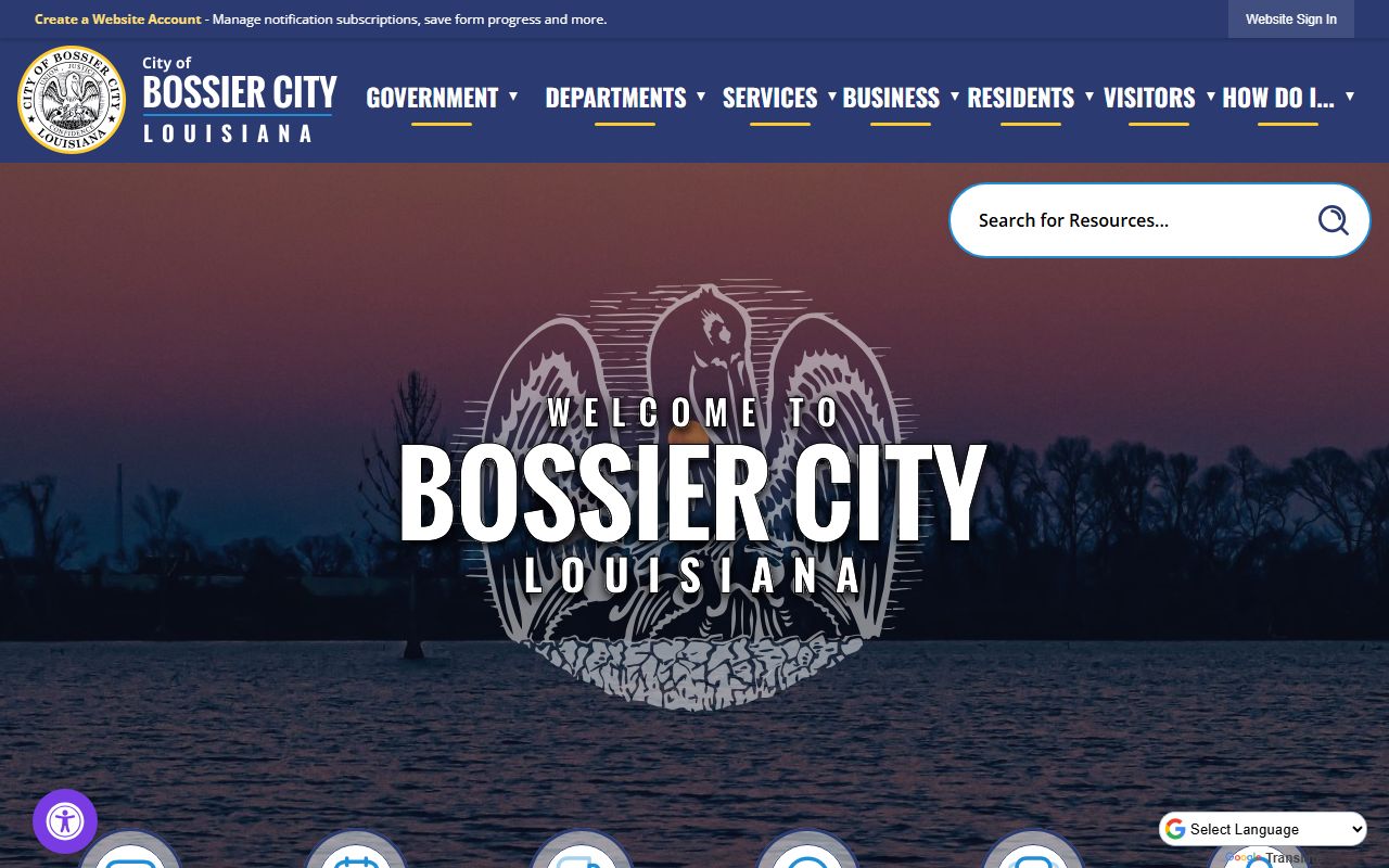 Bossier City official website for Bossier City marriage records