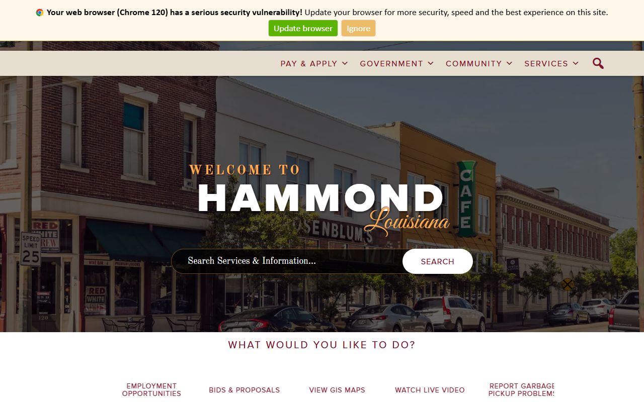 City of Hammond official website for Hammond marriage records