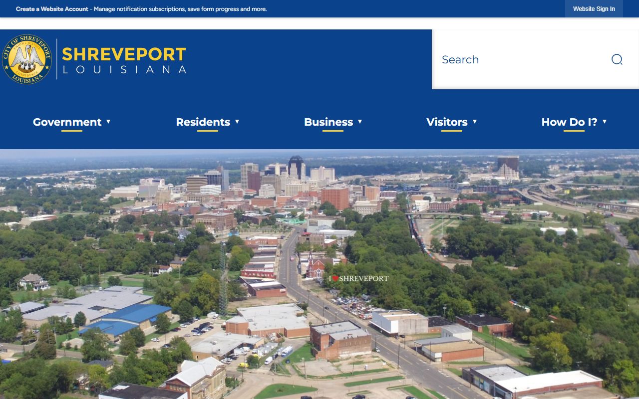 City of Shreveport official website related to Shreveport marriage records
