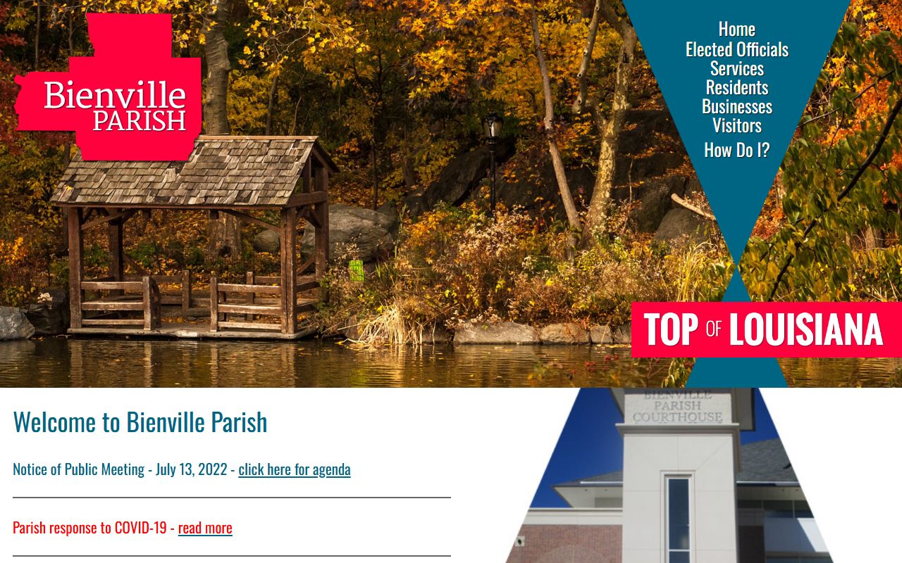 Bienville Parish government website for clerk of court information