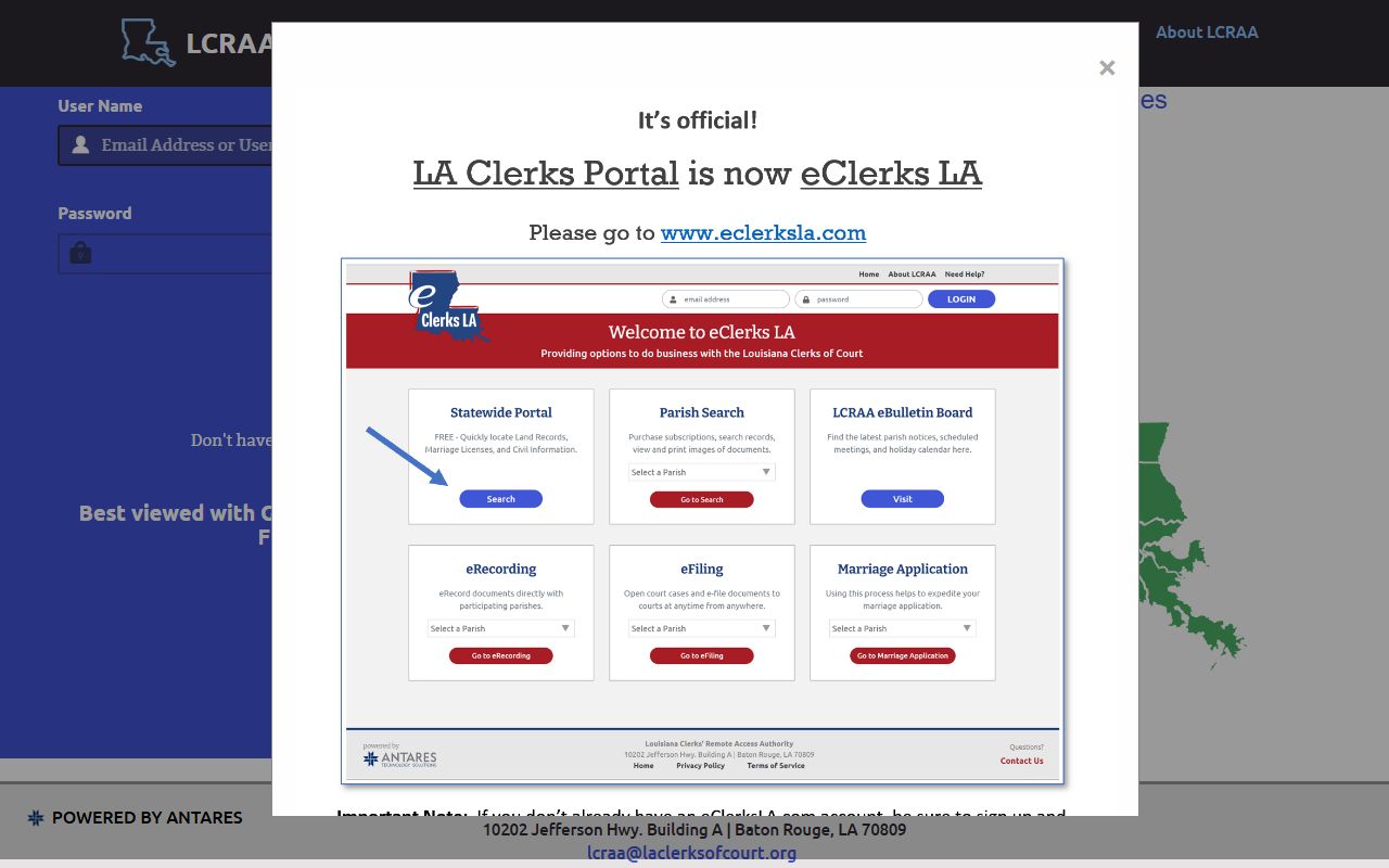 Louisiana Clerks of Court Association portal for East Carroll Parish marriage records