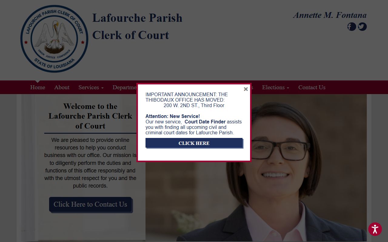 Lafourche Parish Clerk of Court official website for marriage records