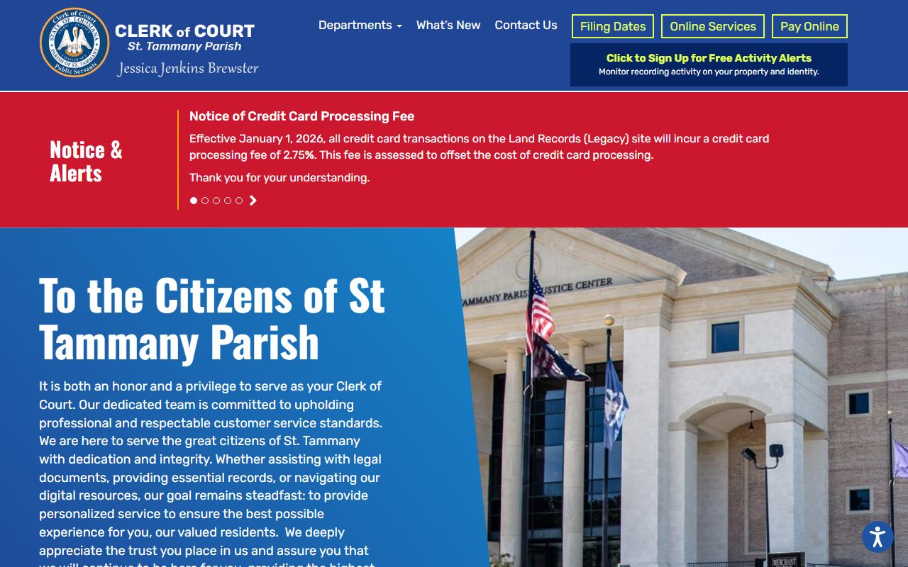 St. Tammany Parish Clerk of Court official website for marriage records