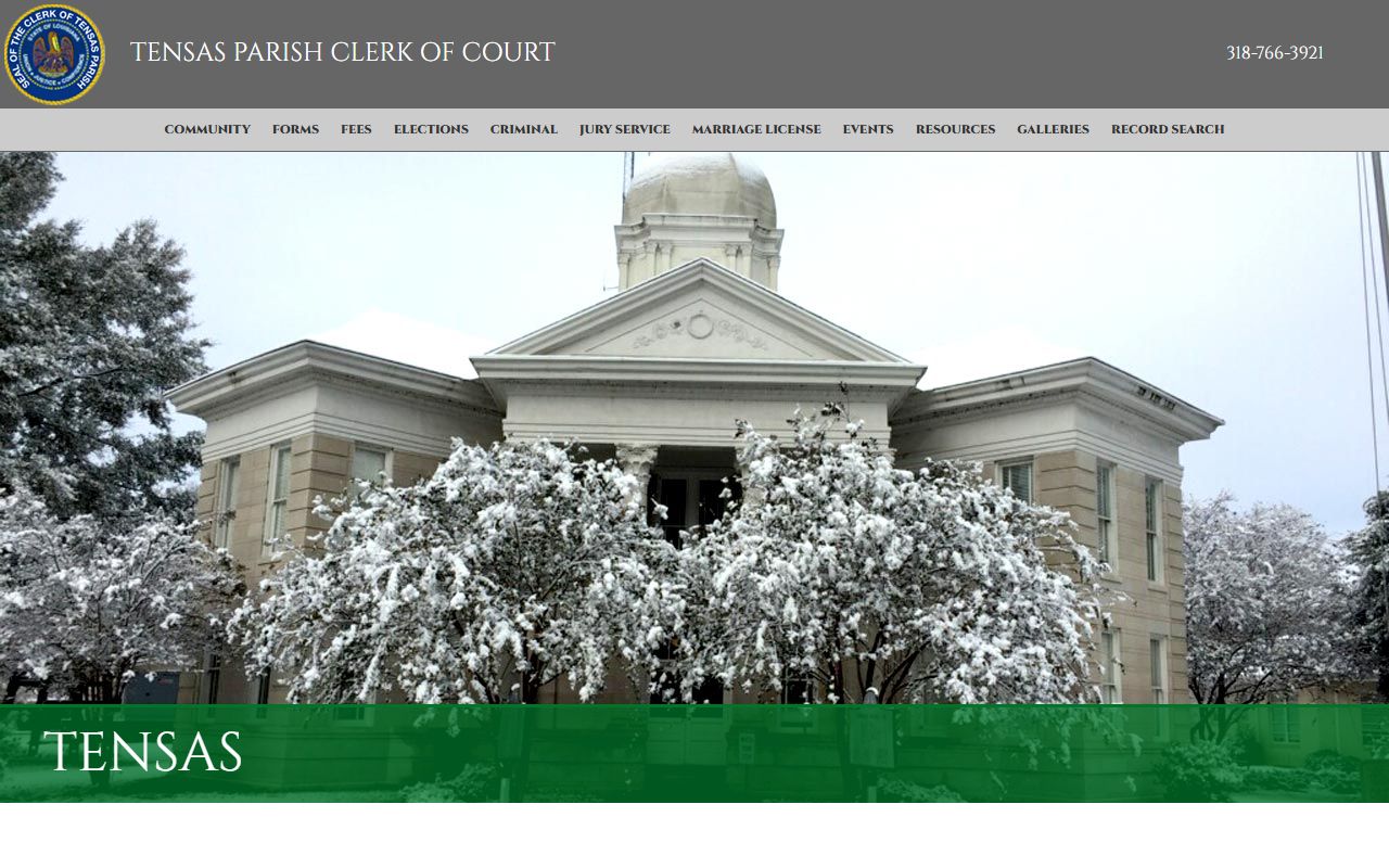 Tensas Parish Clerk of Court official website for marriage records