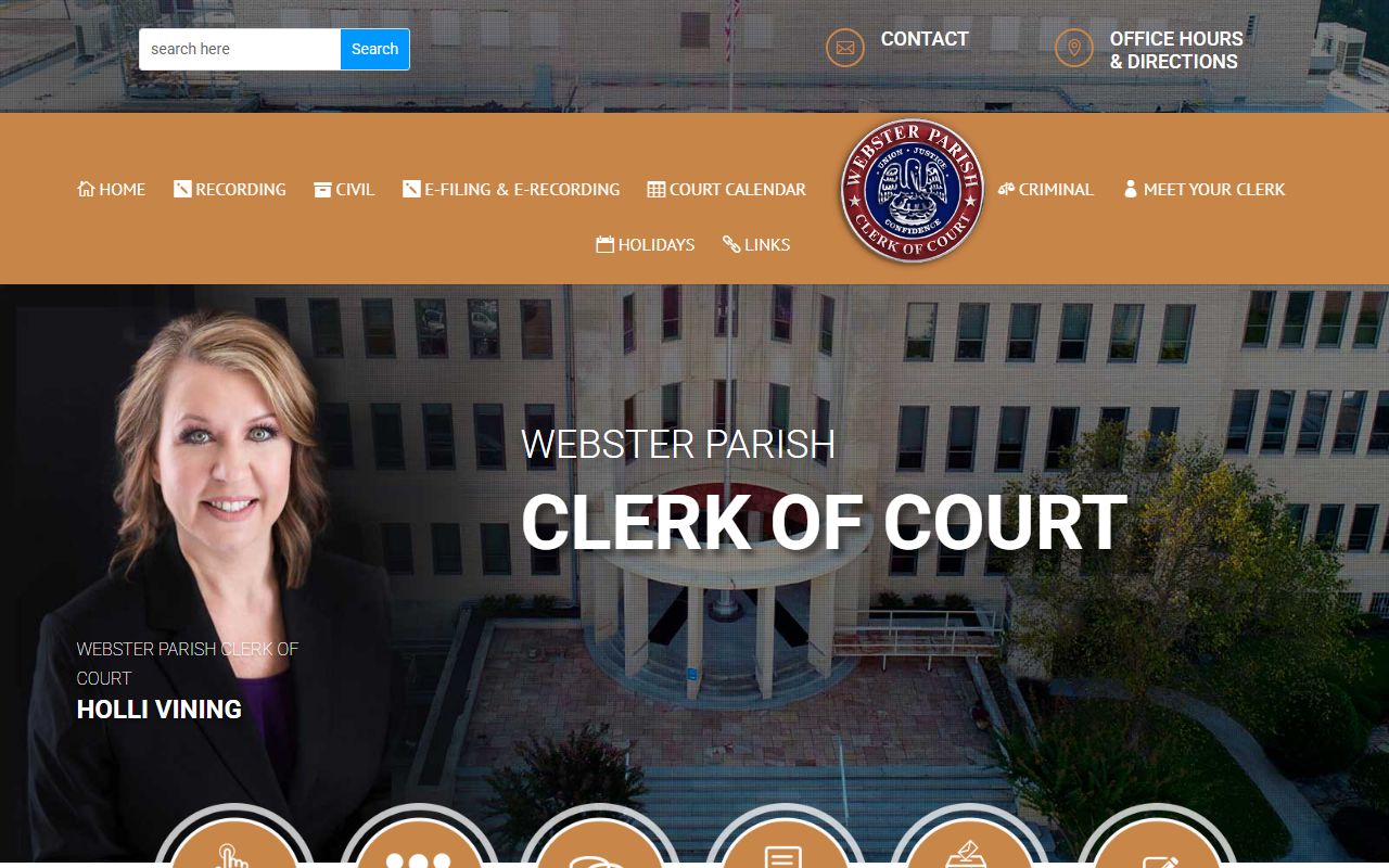 Webster Parish Clerk of Court official website for marriage records